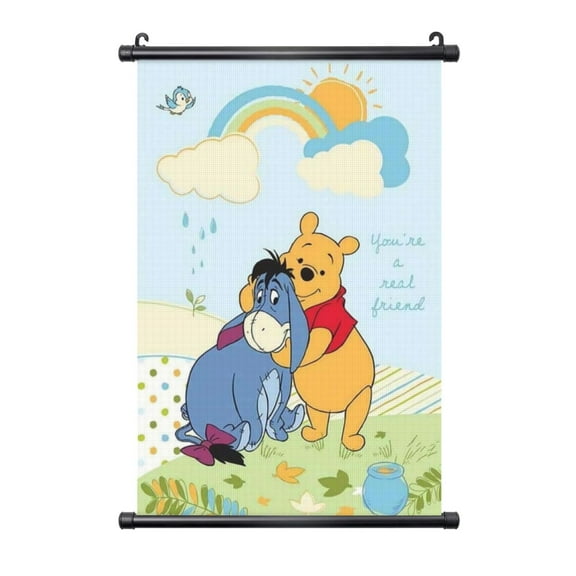 Winnie The Pooh Poster Plastic Shaft Wall Hanging Banner Artwork Canvas Wall Art Painting Decor For Home Living Room Bedroom Office 16"X24"
