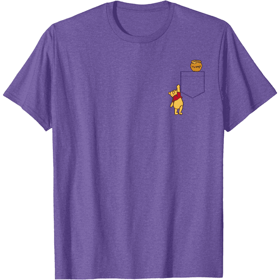 Winnie The Pooh Reaching For Pocket (Graphic) Honey Unisex Softstyle T-Shirt for Men Women Kids,Purple Heather Color,Size M