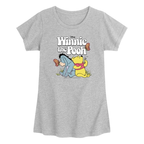 Winnie The Pooh - Retro Winnie The Pooh & Eeyore - Toddler Girls Fitted Short Sleeve T-Shirt