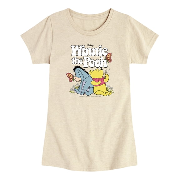 Winnie The Pooh - Retro Winnie The Pooh & Eeyore - Toddler Girls Fitted Short Sleeve T-Shirt