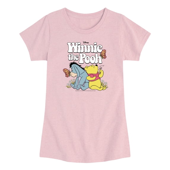 Winnie The Pooh - Retro Winnie The Pooh & Eeyore - Toddler Girls Fitted Short Sleeve T-Shirt