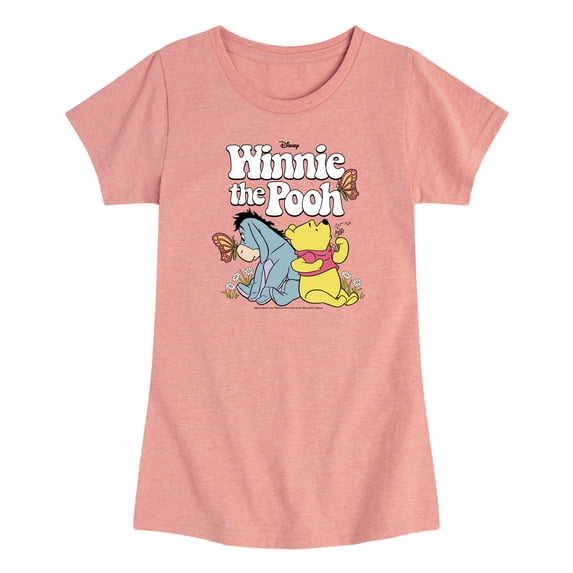 Winnie The Pooh - Retro Winnie The Pooh & Eeyore - Toddler Girls Fitted Short Sleeve T-Shirt
