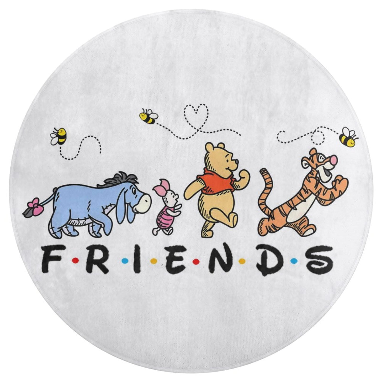 Winnie The Pooh Round Rug Non-Slip Cute Cartoon Soft Floor Playing Mat ...