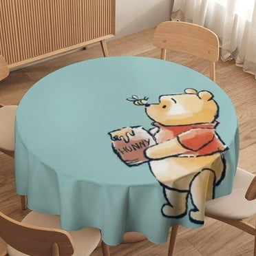 Winnie The Pooh Round Tablecloth，Waterproof Stain and Wrinkle Resistant Washable Fabric Table Cloth for Restaurant Picnic Indoor and Outdoor Dining
