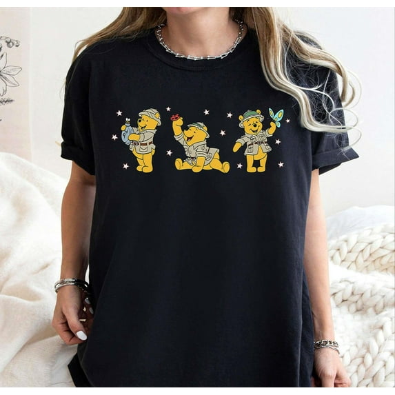 Winnie The Pooh Safari Cute Comfort Colors T-shirt,Blue Jean Color,Size XL