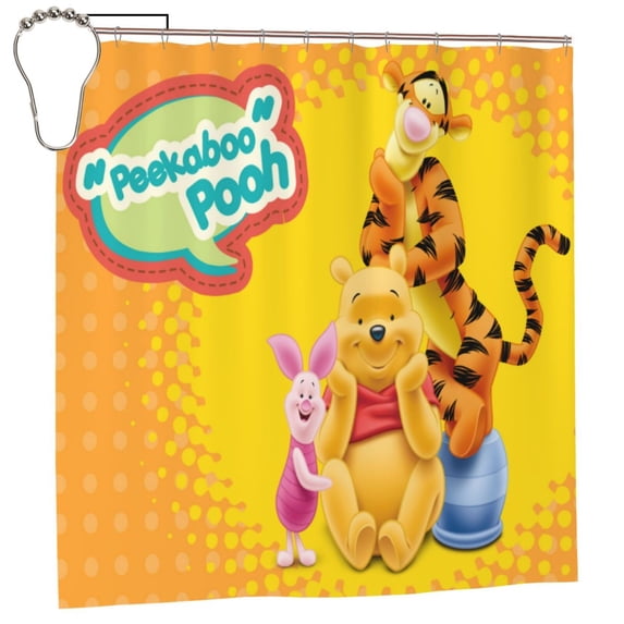 Winnie The Pooh Shower Curtains for Bathroom, Shower Curtain Sets for Home Decor Waterproof Fabric Bath Curtain with 12 Hooks 72 x72 Inch