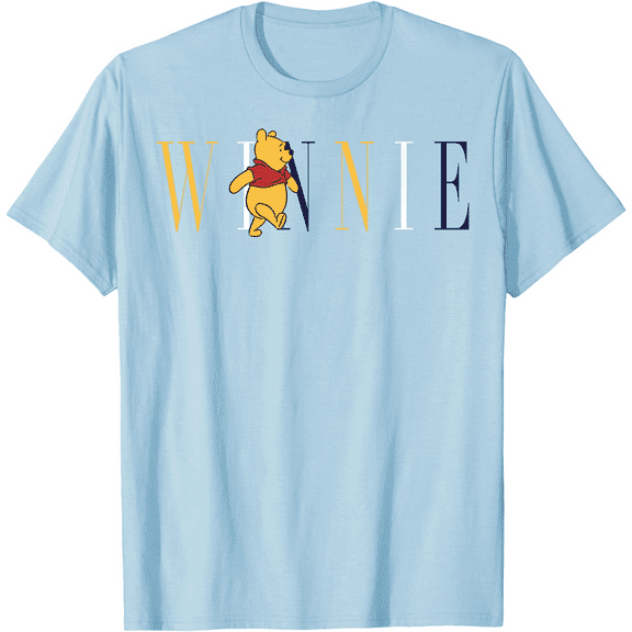 Winnie The Pooh Simple Text Unisex Softstyle T-Shirt for Men Women Kids,Light Blue Color,Size M