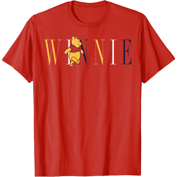 Winnie The Pooh Simple Text Unisex Softstyle T-Shirt for Men Women Kids,Red Color,Size 3T