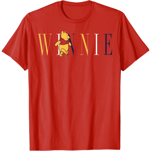 Winnie The Pooh Simple Text Unisex Softstyle T-Shirt for Men Women Kids,Red Color,Size YS