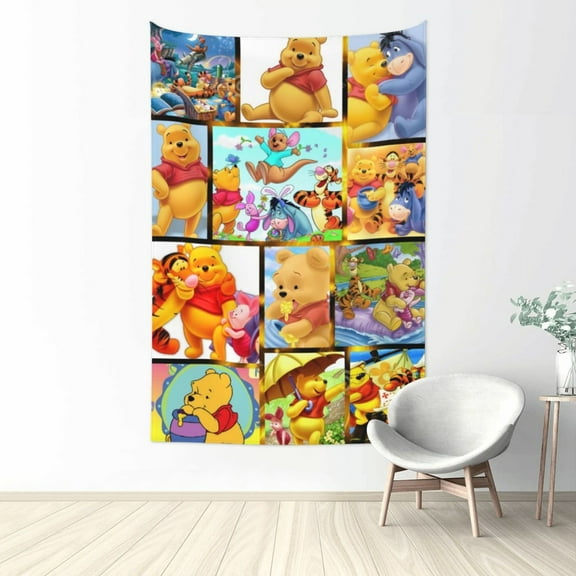 Winnie The Pooh Tapestry Large Banner Wall Hanging Tapestries Aesthetic Poster Art Background For Bedroom Living Room Dorm Home Decor 60"x40"