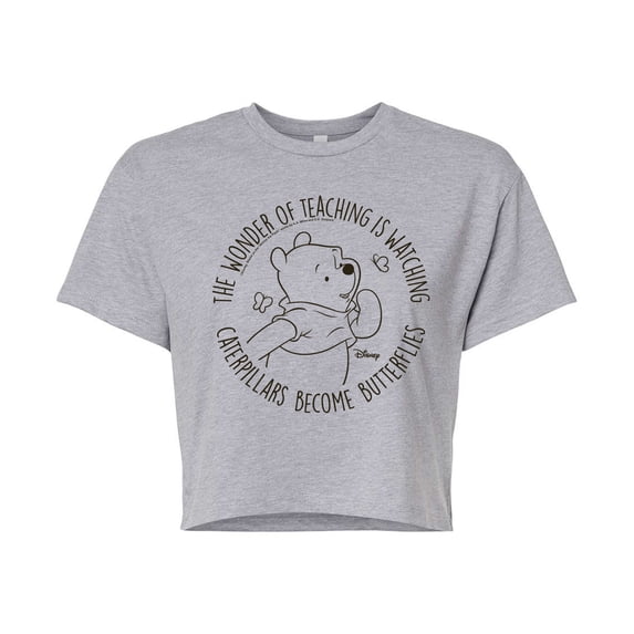 Winnie The Pooh - The Wonder Of Teaching - Juniors Cropped Graphic T-Shirt