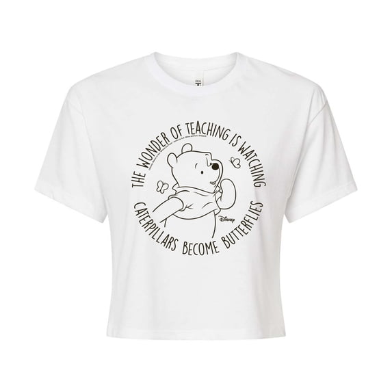 Winnie The Pooh - The Wonder Of Teaching - Juniors Cropped Graphic T-Shirt
