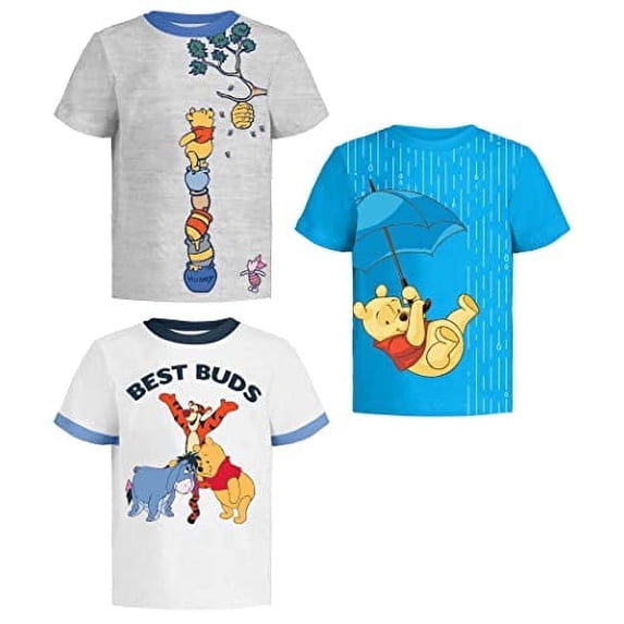 Winnie The Pooh, Tigger & Eeyore Graphic T-Shirts (3 Pack) Baby/Toddler to Kid 3T Gy/B/Wh SS