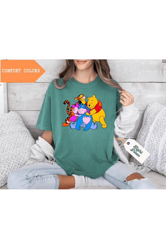 Winnie The Pooh Tigger Piglet Eeyore Hugging Comfort Colors T-Shirt Family Matching Tee