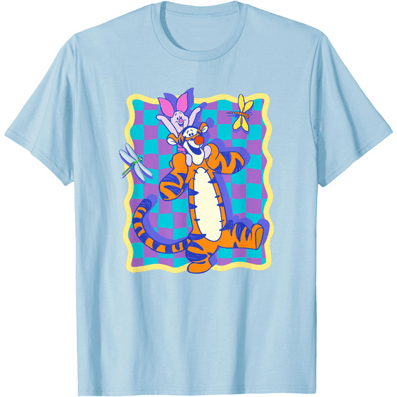 Winnie The Pooh Tigger & Piglet Retro Poster Unisex Softstyle T-Shirt for Men Women Kids,Light Blue Color,Size YXS