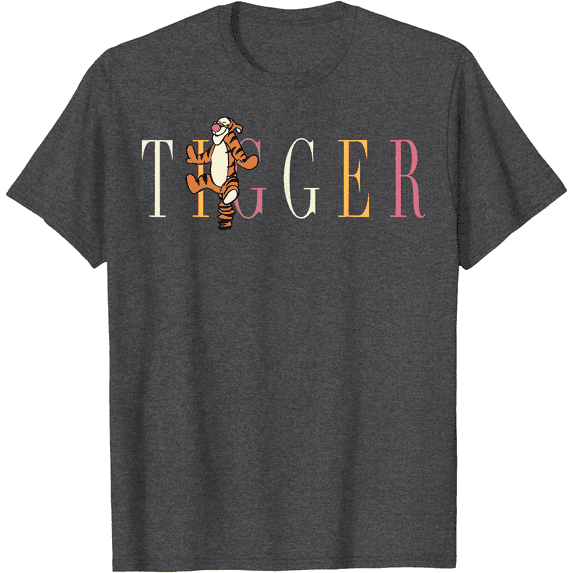 Winnie The Pooh Tigger Simple Text Unisex Softstyle T-Shirt for Men Women Kids,Dark Heather Grey Color,Size 3XL
