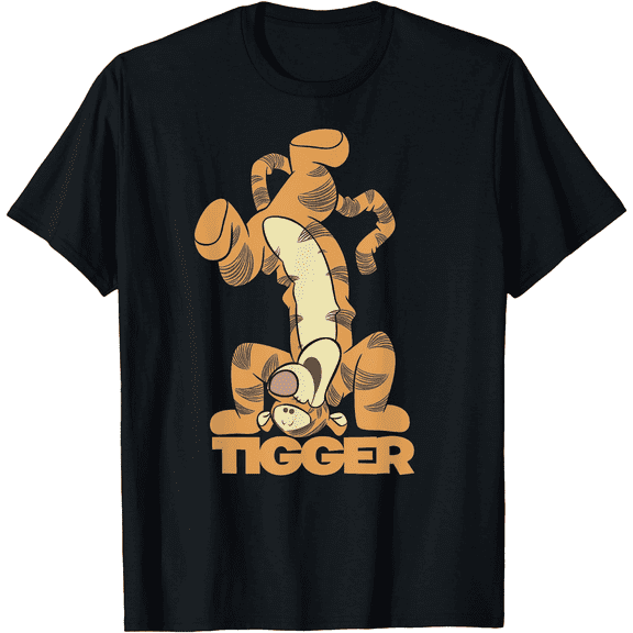 Winnie The Pooh Tigger Upside Down Portrait Unisex Softstyle T-Shirt for Men Women Kids,Black Color,Size 3T
