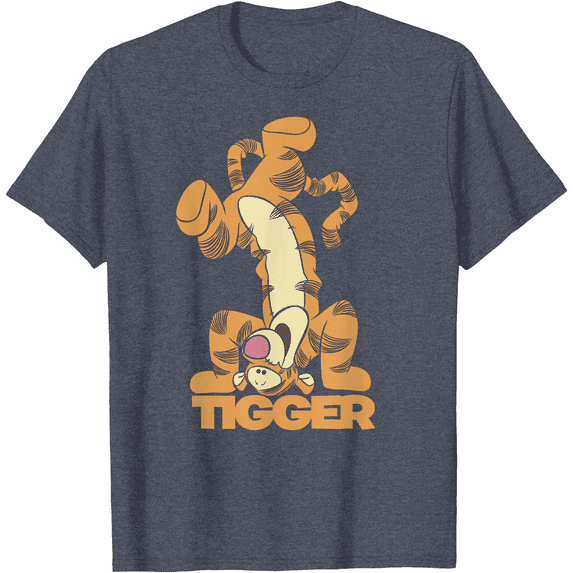 Winnie The Pooh Tigger Upside Down Portrait Unisex Softstyle T-Shirt for Men Women Kids,Heather Navy Color,Size 5XL