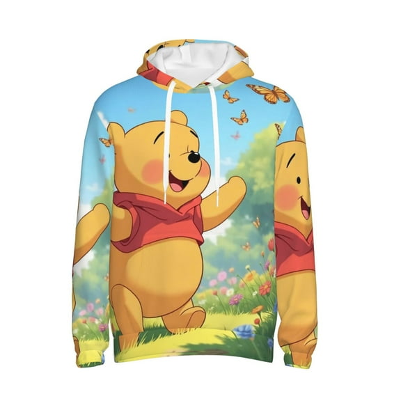 Winnie The Pooh Trendy Cartoon Men'S Fleece Hooded Hoodie, hoodies for women men with pockets,Fall Fashion 2025 Pullover Sweaters Winter Clothes