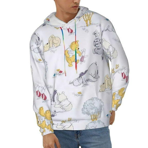 Winnie The Pooh Unisex Hoodies 3D Print Hooded Sweatshirt for Men Women, Long Sleeve Fall Pullover Top with Pockets