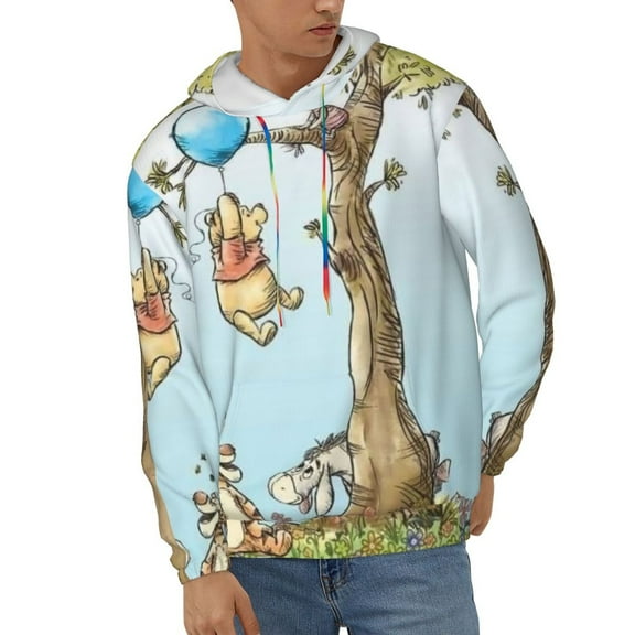 Winnie The Pooh Unisex Hoodies 3D Print Hooded Sweatshirt for Men Women, Long Sleeve Fall Pullover Top with Pockets