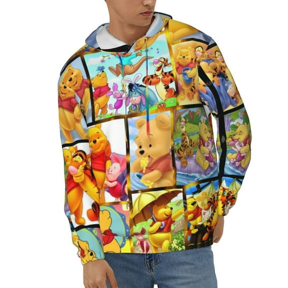 Winnie The Pooh Unisex Hoodies 3D Print Hooded Sweatshirt for Men Women, Long Sleeve Fall Pullover Top with Pockets