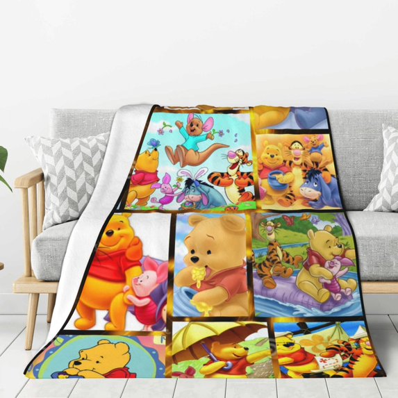 Winnie The Pooh Warm Flannel Throw Blanket for Couch Sofa Bed,Super Soft Cozy Plush Microfiber Flannel Blanket Lightweight , For Adults,Woman,Man