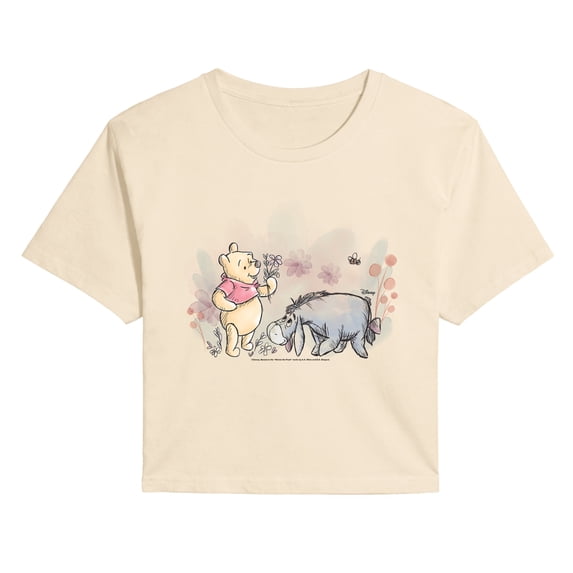 Winnie The Pooh - Winnie And Eeyore Field - Juniors Cropped Graphic T-Shirt