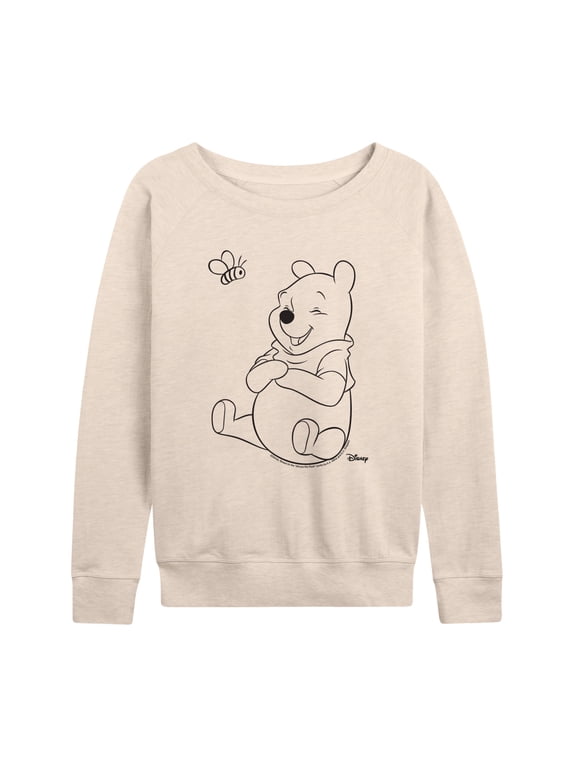 - Winnie Bee Women's Lightweight French Terry Wide Neck Long Sleeve Graphic Shirt