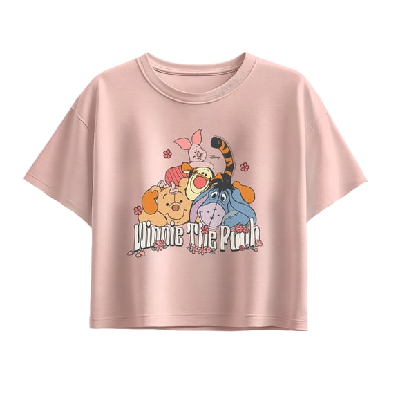 Winnie The Pooh - Winnie Friends Girls' Short Sleeve Boxy Graphic T-Shirt