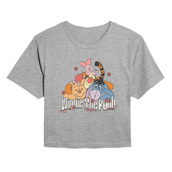 Winnie The Pooh - Winnie Friends - Juniors Cropped Graphic T-Shirt