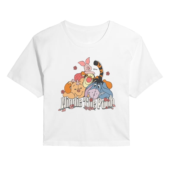 Winnie The Pooh - Winnie Friends - Juniors Cropped Graphic T-Shirt