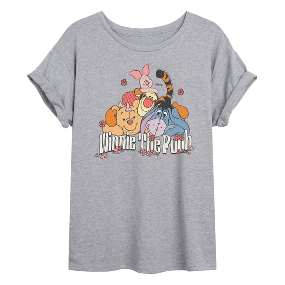 Winnie The Pooh - Winnie Friends - Juniors Oversized Graphic T-Shirt