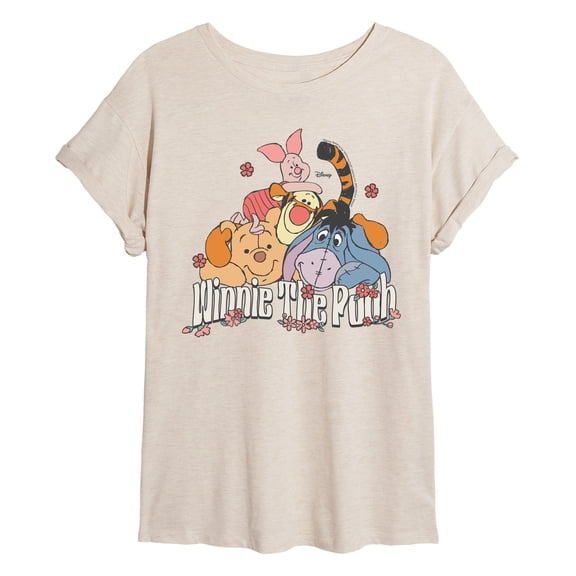 Winnie The Pooh - Winnie Friends - Juniors Oversized Graphic T-Shirt