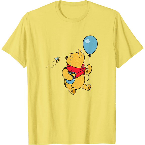 Winnie The Pooh With Balloon & Honey Smiling At Bee Unisex Softstyle T-Shirt for Men Women Kids,Cornsilk Color,Size XL
