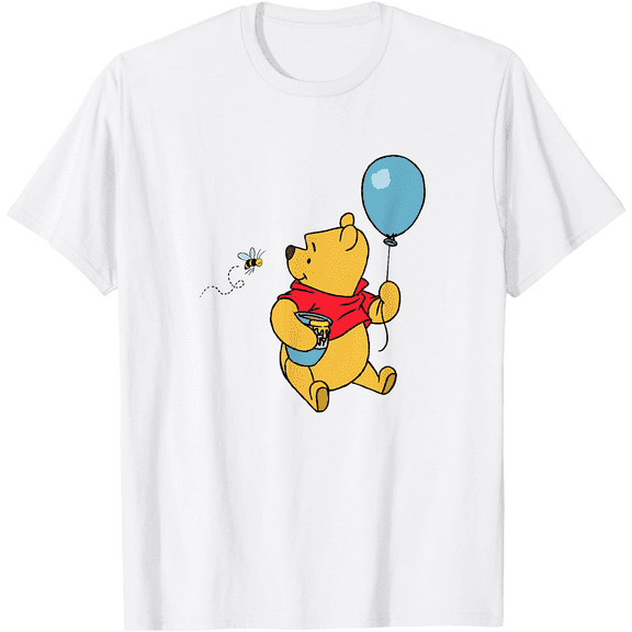 Winnie The Pooh With Balloon & Honey Smiling At Bee Unisex Softstyle T-Shirt for Men Women Kids