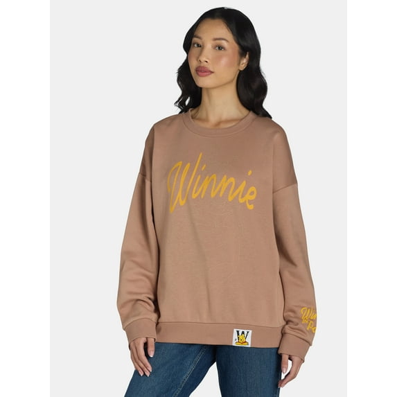 Winnie The Pooh Women’s Beaded Graphic Oversized Sweatshirt, Sizes XS-2XL