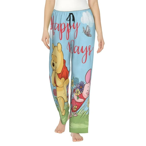 Winnie The Pooh Women's Pajama Pants, Cartoon Ultra Soft Comfy Lounge Bottoms, Casual Sleep Pj Pants Sleepwear With Pockets Drawstring