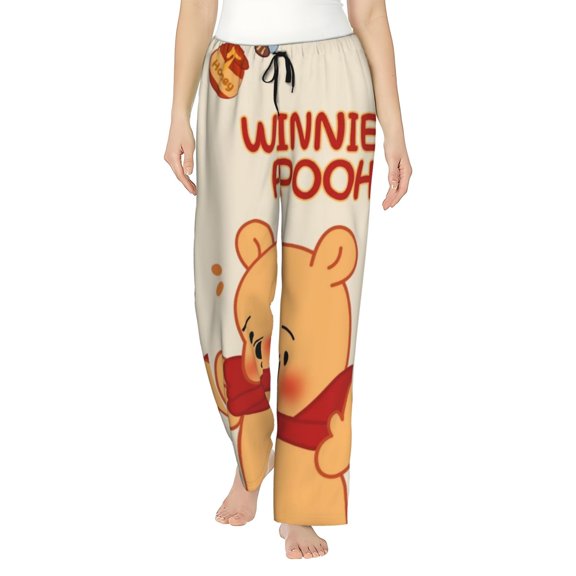Winnie The Pooh Women's Pajama Pants, Cartoon Ultra Soft Comfy Lounge Bottoms, Casual Sleep Pj Pants Sleepwear With Pockets Drawstring