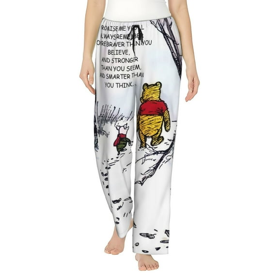 Winnie The Pooh Women's Pajama Pants Comfy Casual Loose Sleep Bottoms Pants Drawstring Wide Leg Long Lounge Pants