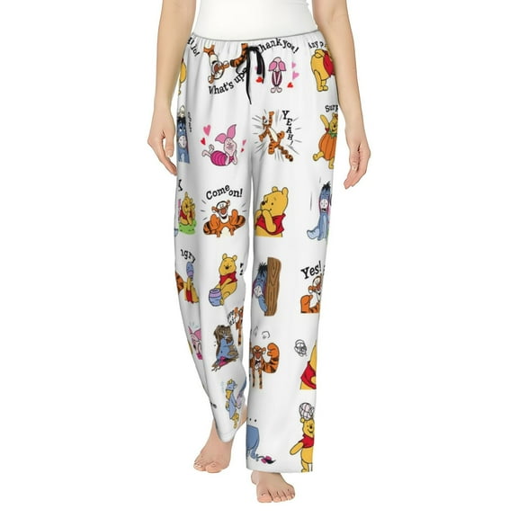 Winnie The Pooh Women's Pajama Pants Comfy Casual Loose Sleep Bottoms Pants Drawstring Wide Leg Long Lounge Pants