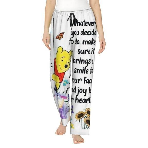 Winnie The Pooh Women's Pajama Pants Comfy Casual Loose Sleep Bottoms Pants Drawstring Wide Leg Long Lounge Pants