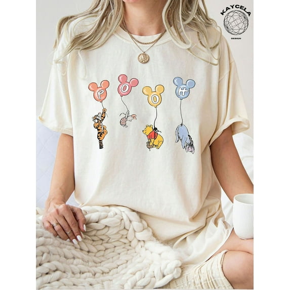Winnie The Pooh and Friends Balloons Cartoon Gift Comfort Colors T-Shirt