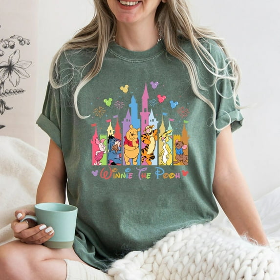 Winnie The Pooh and Friends Magic Castle Comfort Colors T-Shirt Family Trip Tee,Watermelon Color,Size L