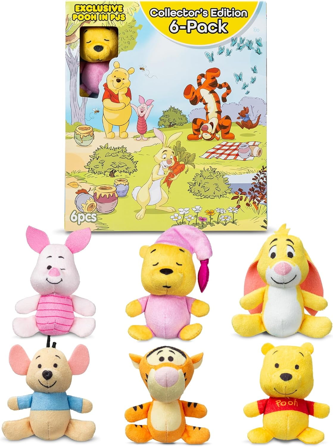 Winnie The Pooh and Pals 6 Pack - Miniature Plush Figure, Suffed