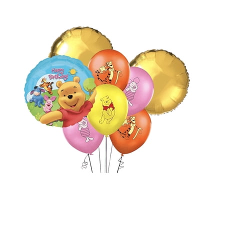 Winnie pooh baby decor balloons, bear round happy birthday balloons latex, tiger decor, piggy happy birthday toddler party decor