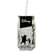 Winnie the Pooh Glass Tumbler with Bamboo Lid and Glass Straw, 16 fl oz
