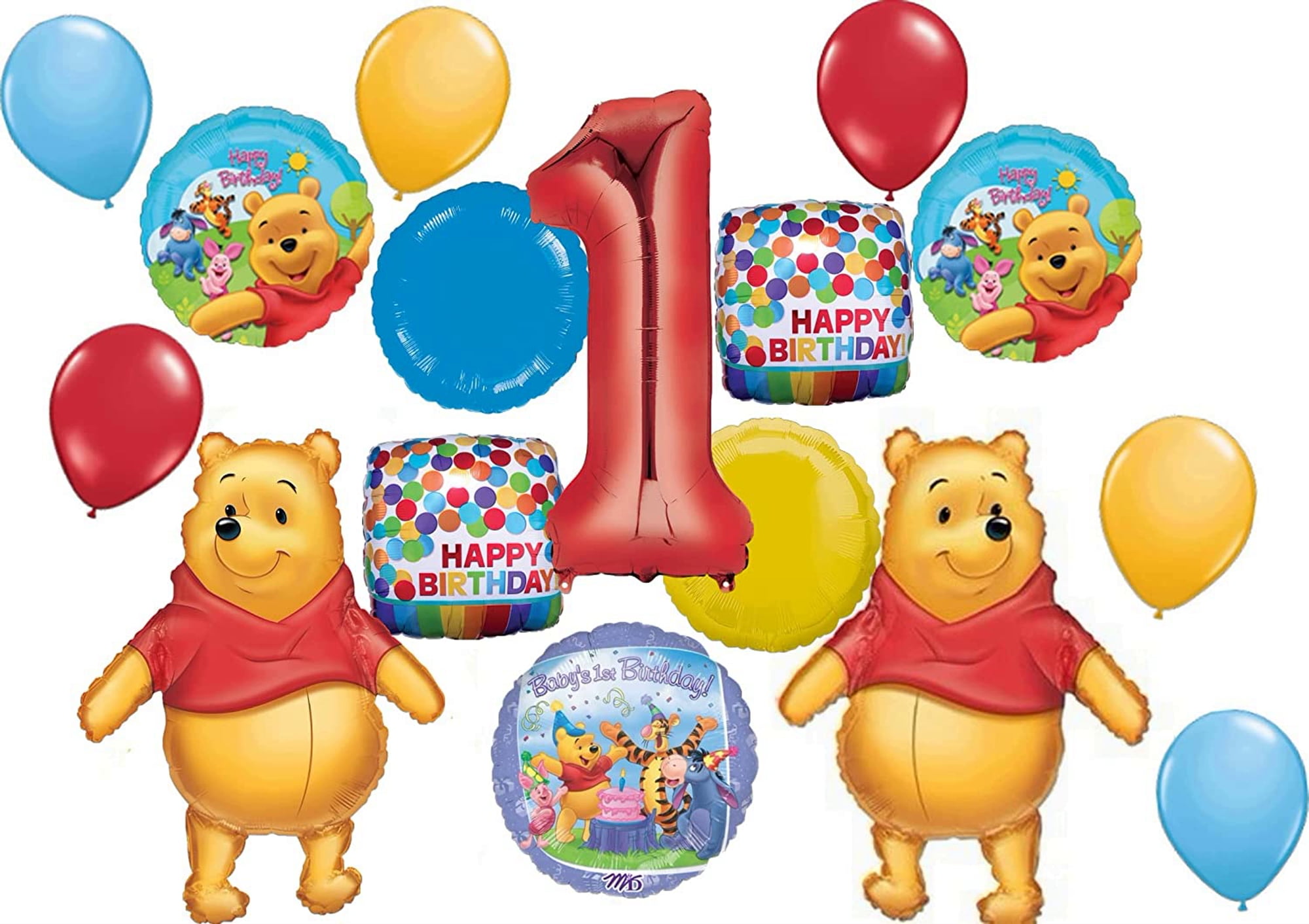 Winnie the Pooh 1st Birthday Boy Balloon Bouquet Party Supply Decorations