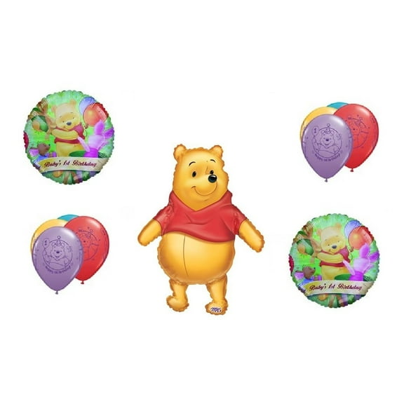 Winnie the Pooh 1st One First Birthday Party 11 Piece Balloon Bouquet Party Decor