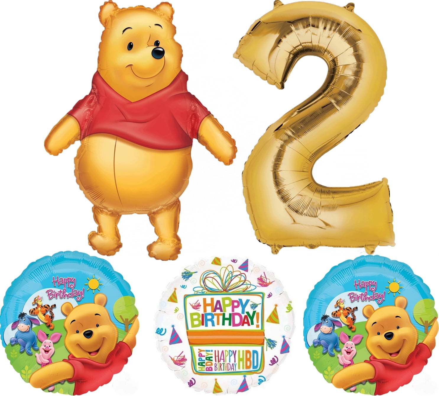 Winnie the Pooh 2nd Birthday Party Supplies Foil Balloon Bouquet — free download